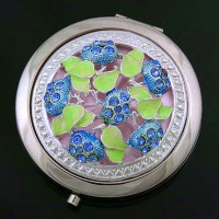 Compact Mirror - Baby Blue Crystal Floral - MR-JC7